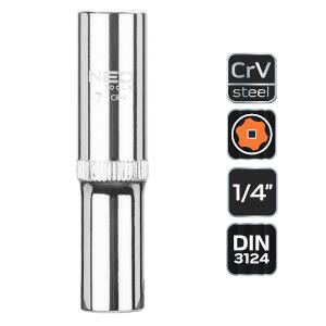 Long Hexagonal Socket, 1/4, Cr