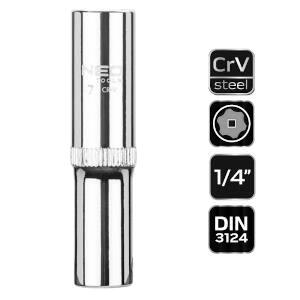 Long Hexagonal Socket, 1/4, Cr