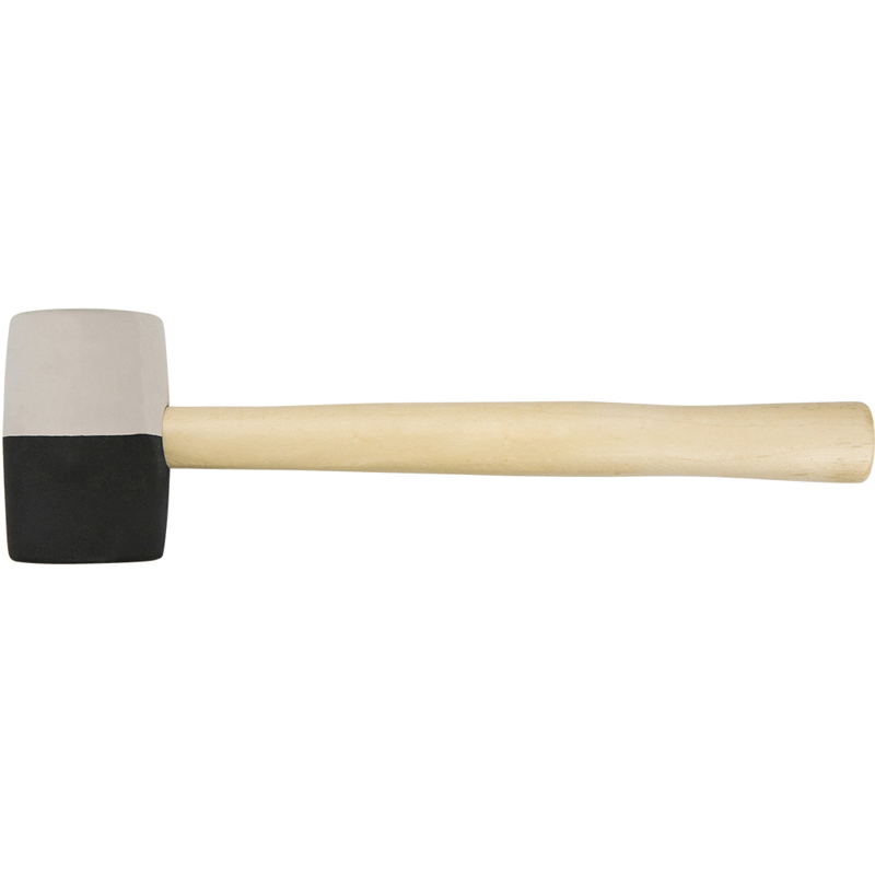 Rubber Mallet, Wooden Handle, Black And White Rubber