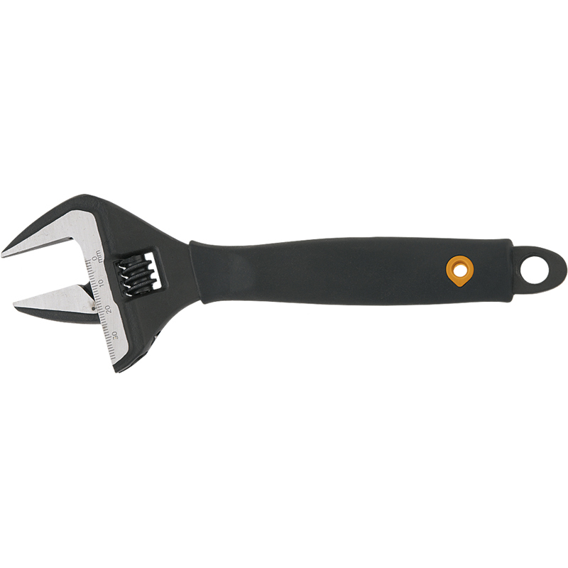 Adjustable Wrench, Crv Steel, Din3117, Rubber Coated Handle