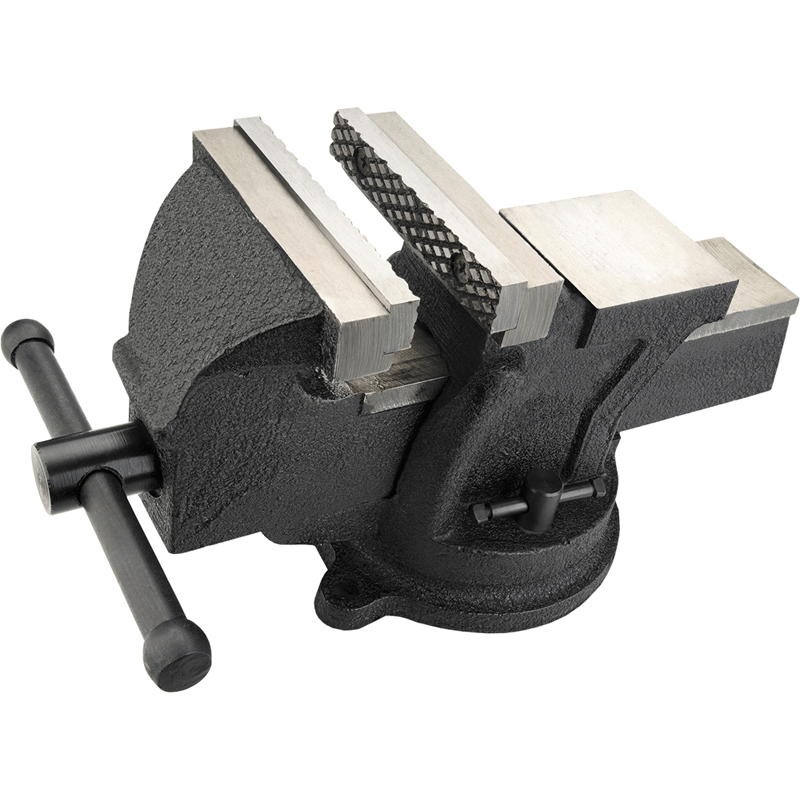 Bench Vice With Swivel Base And Anvil, Hardened Jaws