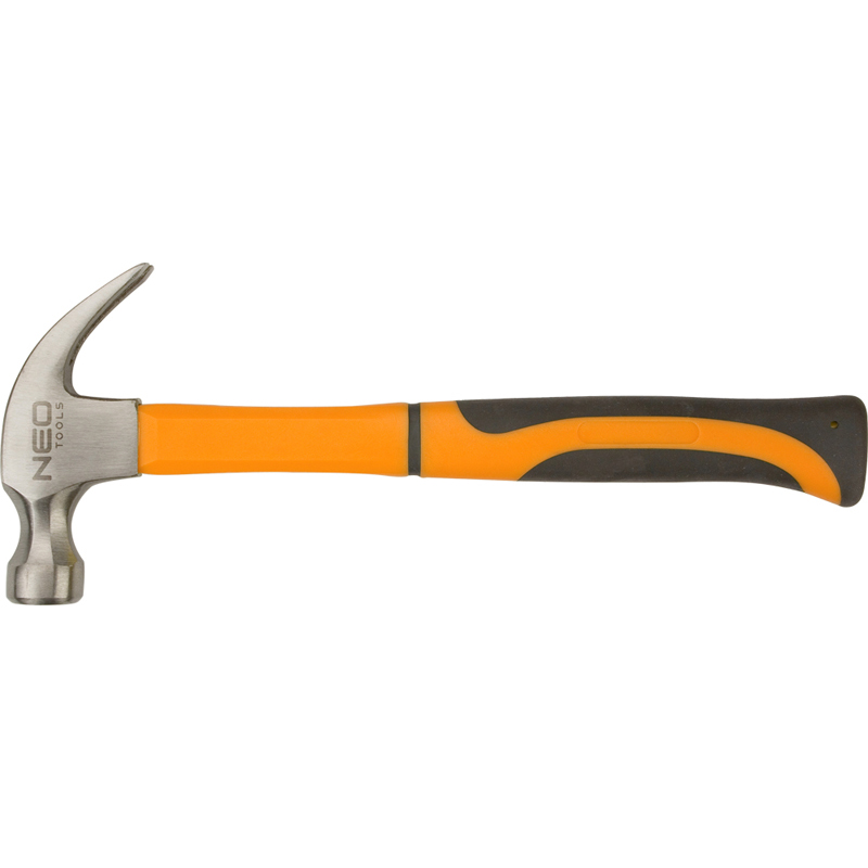 Claw Hammer, 450 G, Fiberglass Handle, Rubber Coated Handle, And