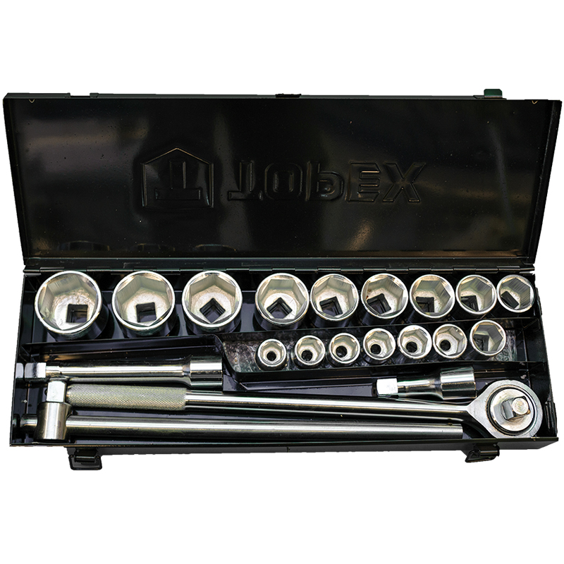 Socket Wrenches 3/4 In; Set Of 20 Pcs, Ratchet 490 Mm, 24 Teeth